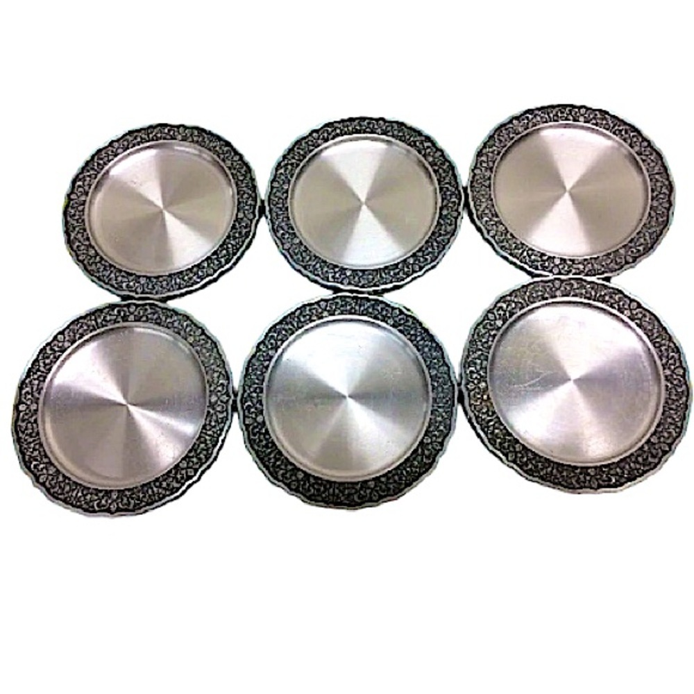 Royal Selangor Filigree Print Genuine Pewter Round Drink Coasters Set of 6